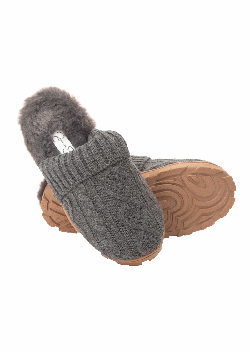 Jessica Simpson Women's Soft Cable Knit Slippers with Indoor/Outdoor Sole