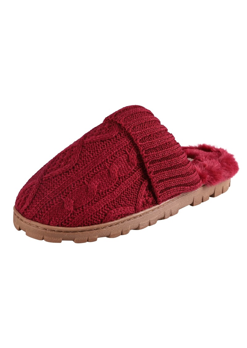 Jessica Simpson Womens Soft Cable Knit Slippers with Indoor/Outdoor Sole