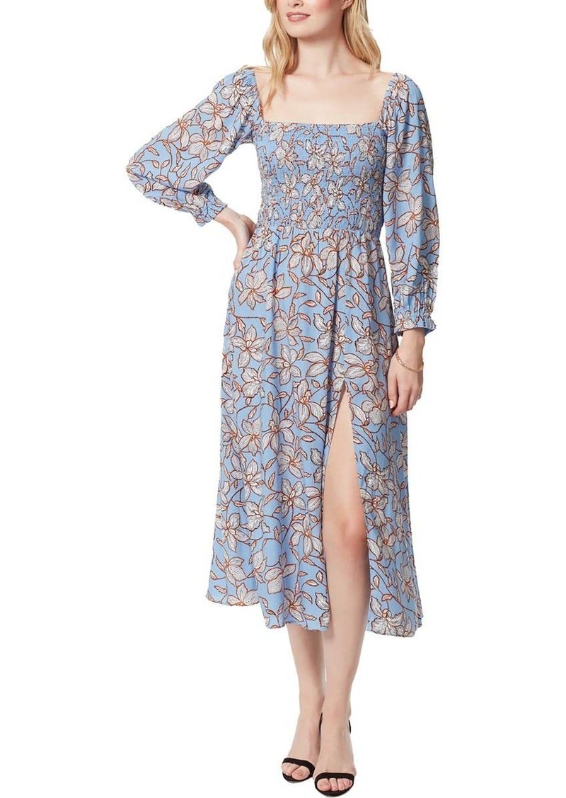 Jessica Simpson Women's Spencer Flirty Side Slit Smock Dress Amazon Floral-BEL AIR Blue