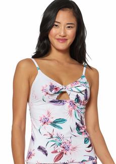 Jessica Simpson Women's Standard Mix & Match Floral Print Swimsuit Separates (Top & Bottom) TIE Front Tankini Top S