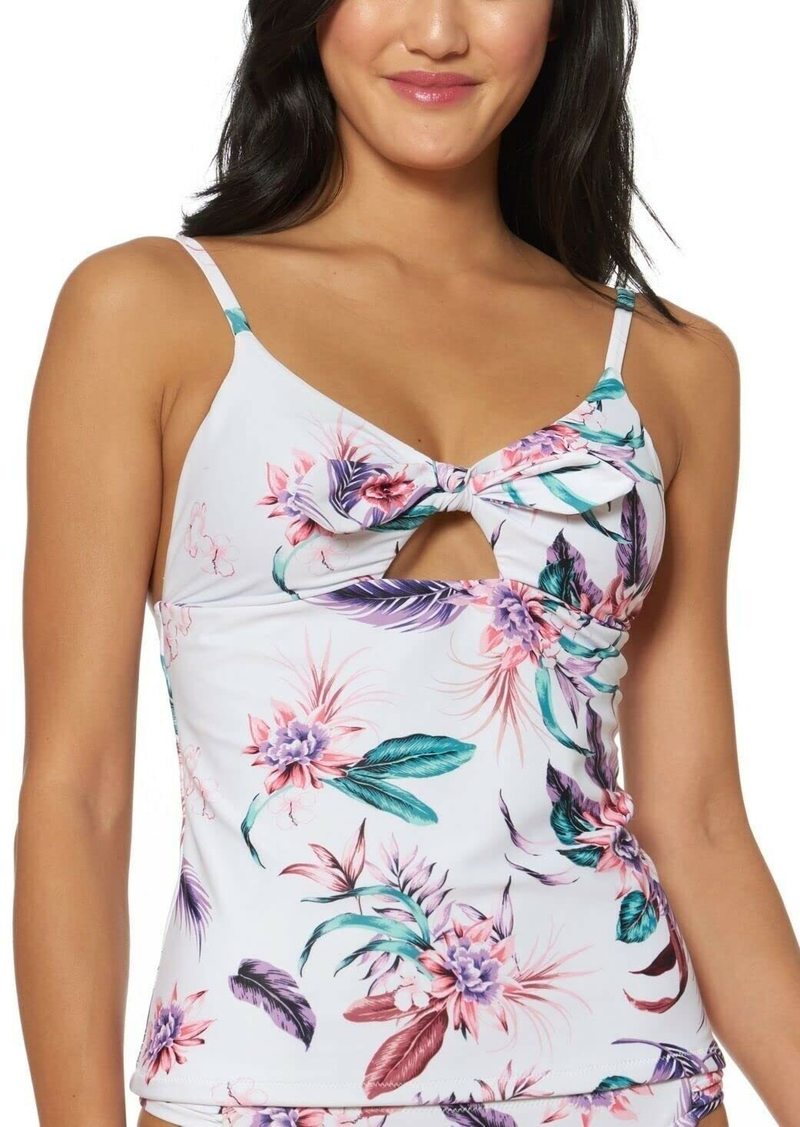 Jessica Simpson Women's Standard Mix & Match Floral Print Swimsuit Separates (Top & Bottom) TIE Front Tankini Top L