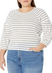Jessica Simpson Women's Suwa Pullover Sweater Gardenia-Light Grey Stripe