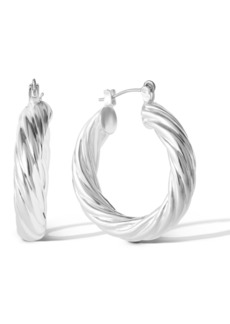 Jessica Simpson Womens Thick Twisted Hoop Earrings - Gold or Silver-Tone Hoop Earrings - Silver