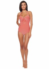 Jessica Simpson Women's Standard Tie-Front Underwire Swimsuit Bathing Suit  M