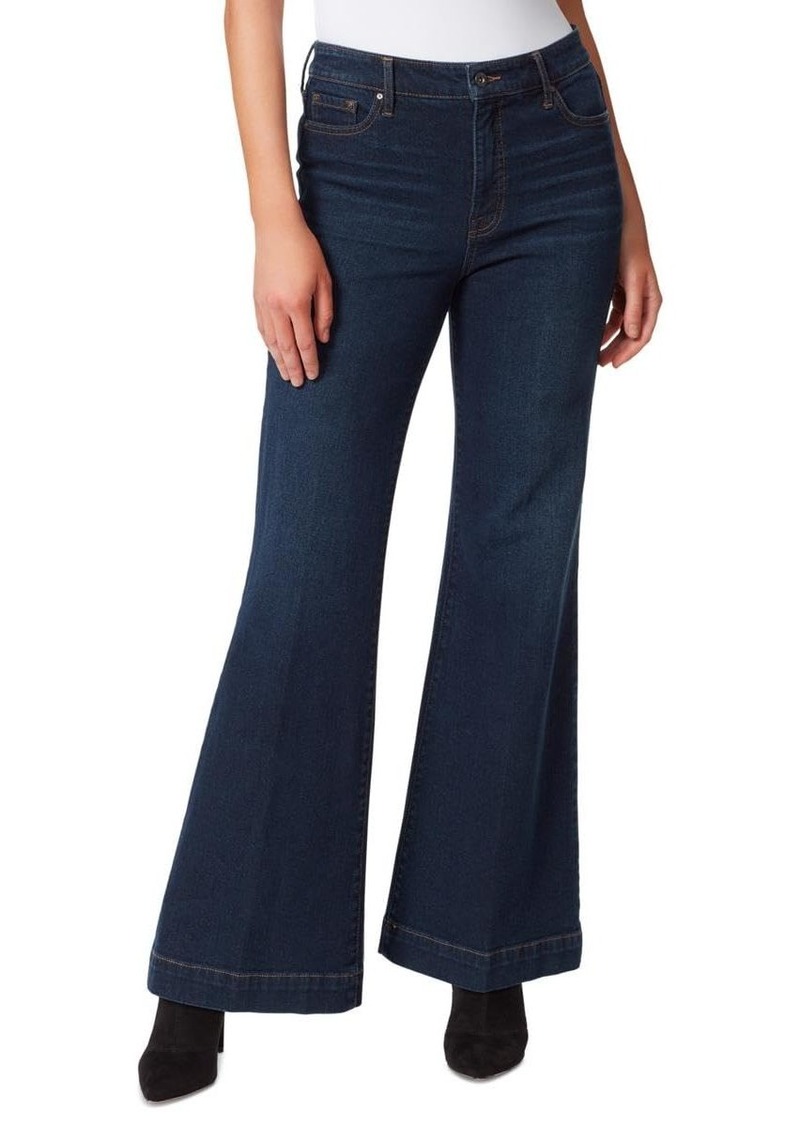 Jessica Simpson Womens True Love Solid Denim Wide Leg Jeans Blue