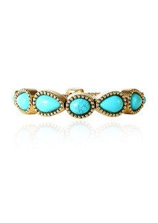 Jessica Simpson Womens Turquoise Stone Slider Bracelet - Oxidized Gold-Tone or Silver-Tone Lariat Bracelet with Turquoise Accents - Gold