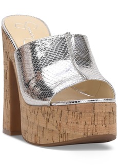 Jessica Simpson Xona High Heel Platform Dress Sandals - Silver Metallic Snake