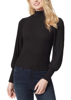Jessica Simpson Kaye Womens Mock Neck Smocked Pullover Top