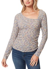 Jessica Simpson Perry Womens Ribbed Knit Asymmetrical Neck Blouse