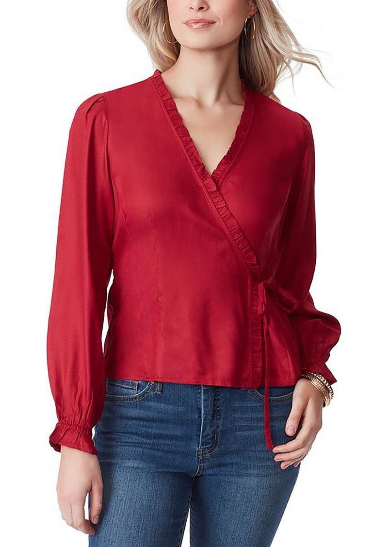 Jessica Simpson Tanya Womens Side Tie Long Sleeve Wrap Top