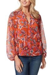 Jessica Simpson Womens Bishop Sleeve Floral Print Blouse