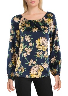 Jessica Simpson Womens Keyhole Floral Peasant Top