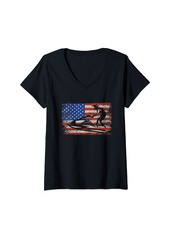 USA Flag Jet Ski V-Neck T-Shirt
