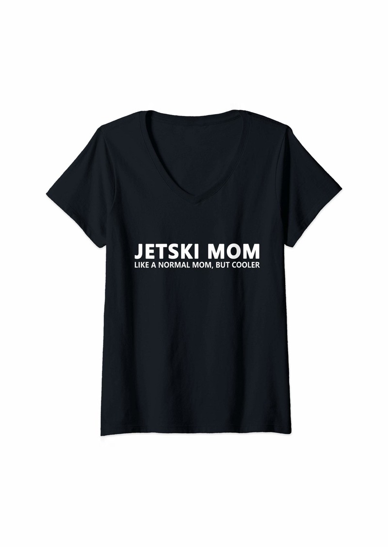 Womens Funny Jet Ski Mother Jet Ski Mom V-Neck T-Shirt