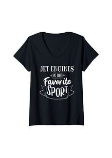 Womens Jet Engines is my favorite sport V-Neck T-Shirt