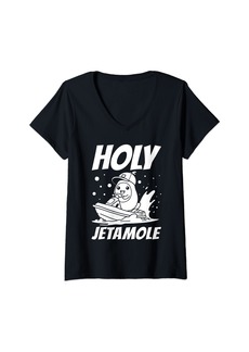 Womens Jet Ski Skiing Skier - Avocado Holy Jetamole V-Neck T-Shirt