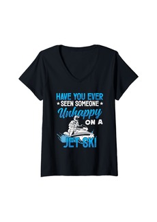 Womens Jet Skiing Have you ever seen someone unhappy on a Jet Ski V-Neck T-Shirt