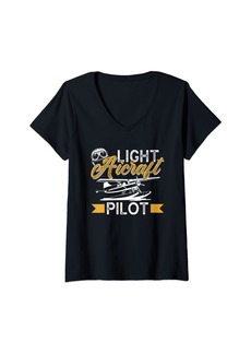 JET Womens Light Aircraft Pilot Private  Airplane V-Neck T-Shirt