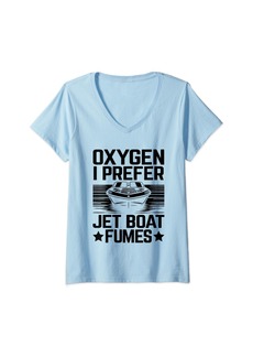 Womens Oxygen I Prefer Jet Boat Fumes Jetboat Captain Jet Boating V-Neck T-Shirt