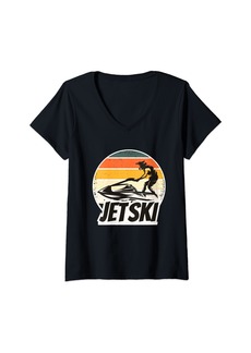 Womens Vintage Jet Ski Adventure V-Neck T-Shirt