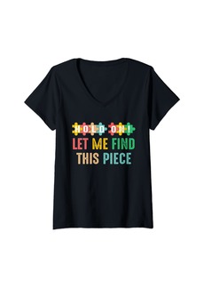 Womens Hobbyist Jigsaw Puzzle Master Hold On Let Me Find This Piece V-Neck T-Shirt