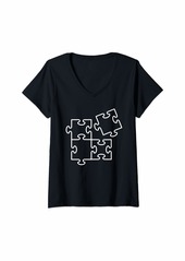 Womens Jigsaw puzzle pieces V-Neck T-Shirt