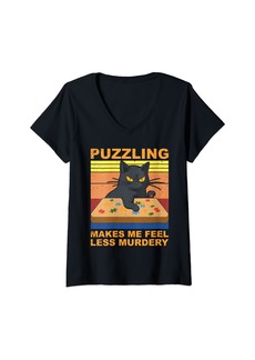 Womens Jigsaw Puzzle V-Neck T-Shirt