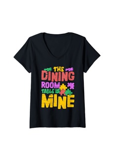 Womens The Dining Room Table Is Mine Jigsaw Puzzle Solve V-Neck T-Shirt