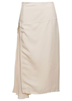 Jil Sander Asymmetric Midi White Skirt with Zip Detail in Silk Blend Woman