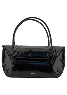 Jil Sander Black Handbag with Embossed Logo in Leather Woman