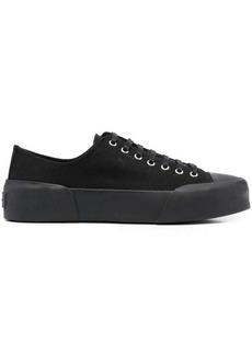 Jil Sander Black Low Top Sneakers in Canvas and Leather Man
