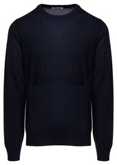 Jil Sander Blue Crewneck Sweater with Long Sleeves in Wool Man