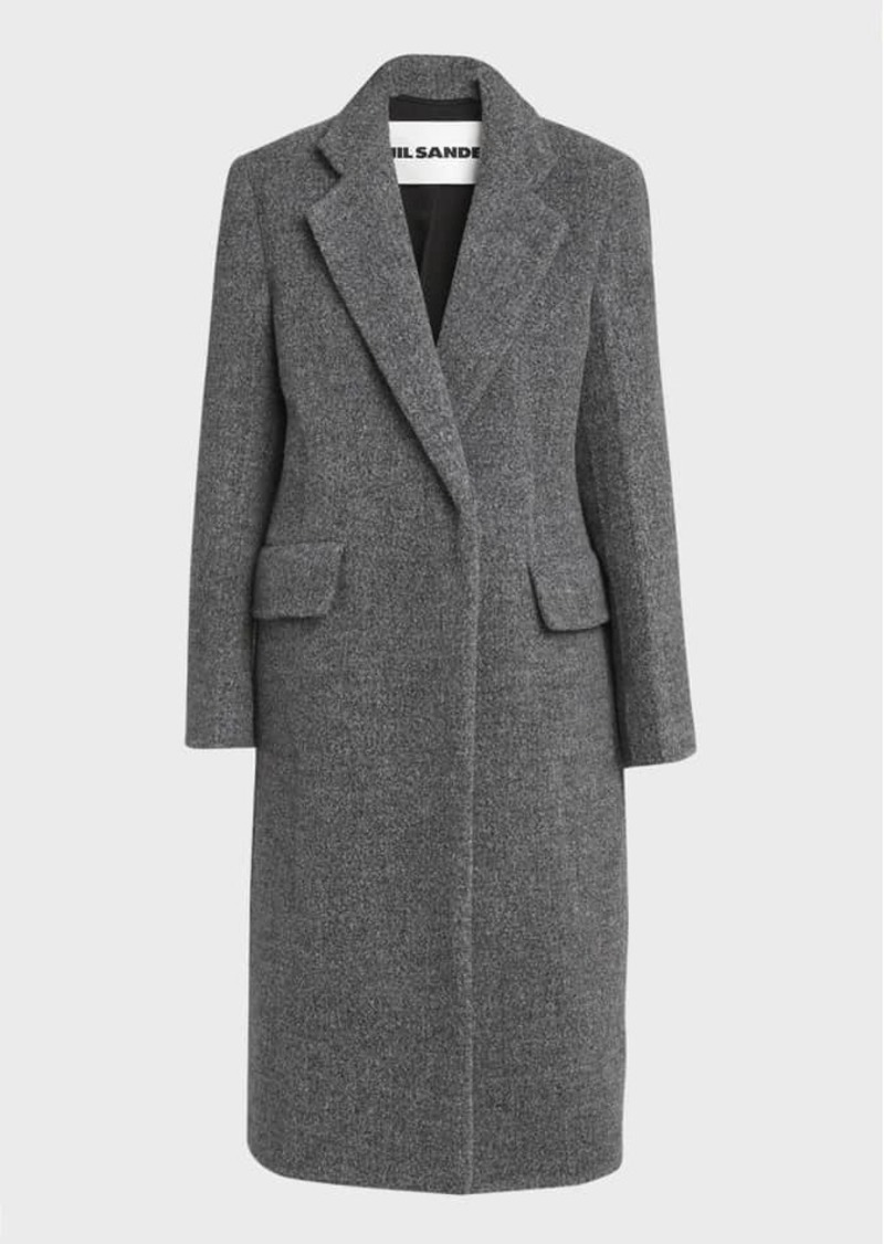 Jil Sander Brushed Wool Double-Breasted Long Coat