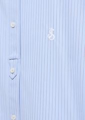 Jil Sander Collarless Striped Cotton Poplin Shirt
