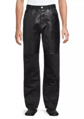 Jil Sander Cotton & Leather-Paneled Trousers