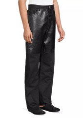 Jil Sander Cotton & Leather-Paneled Trousers