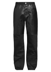 Jil Sander Cotton & Leather-Paneled Trousers