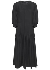 Jil Sander Cotton Long Dress W/ Ruffled Sleeves