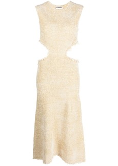 Jil Sander cutout frayed silk-cotton blend midi dress