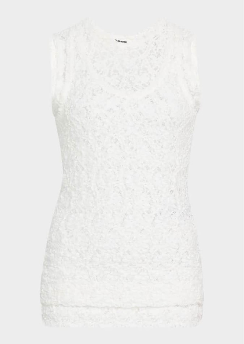 Jil Sander Double-Layered Crochet Knit Tank Top