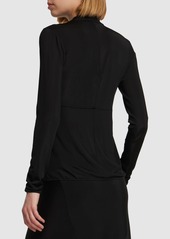 Jil Sander Draped Viscose Jersey Long Sleeve Top