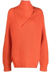 Jil Sander foldover-neck ribbed wool jumper