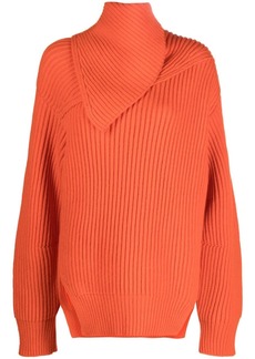 Jil Sander foldover-neck ribbed wool jumper