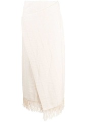 Jil Sander fringed wrap-effect midi skirt