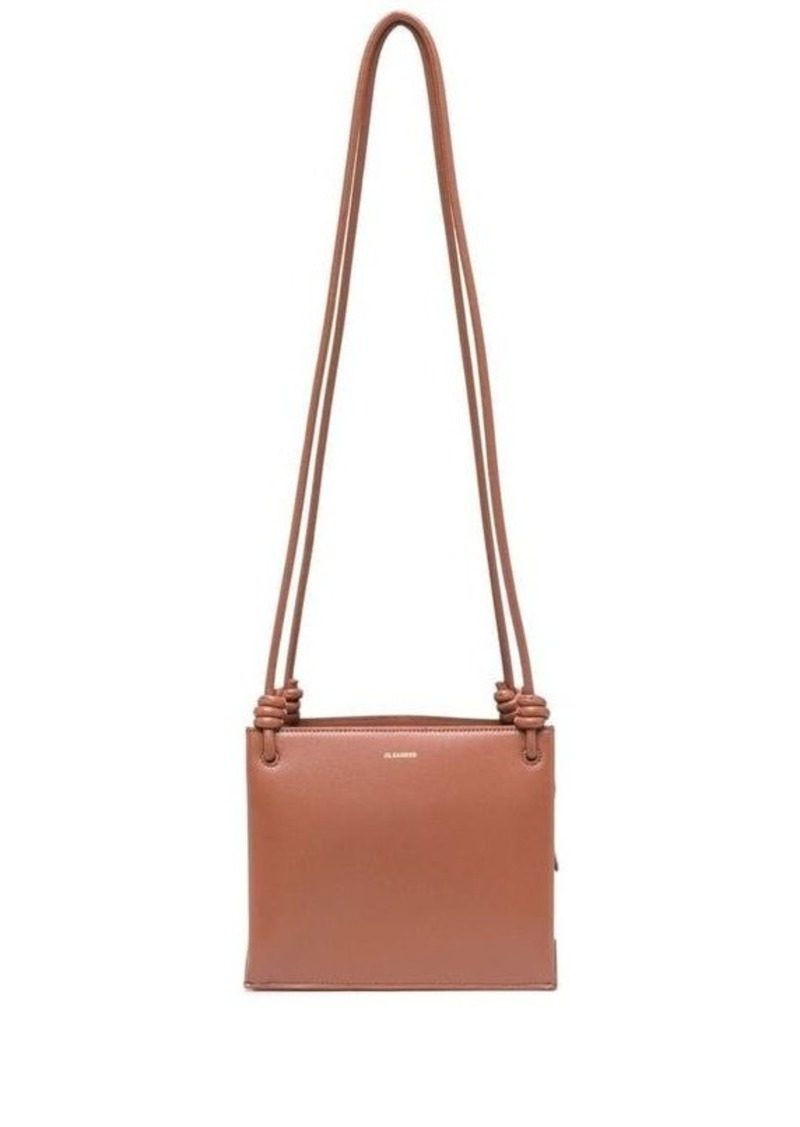 Giro Small  Brown Leather Crossbody Bag with logo  Jil Sander Woman