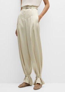 Jil Sander High-Rise Pleated Belted Straight-Leg Tie-Cuff Trousers