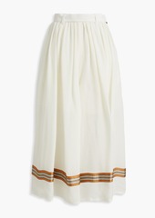 Jil Sander - Belted gathered striped woven culottes - White - FR 38