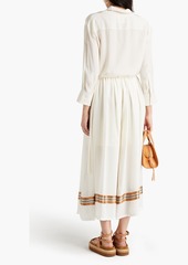 Jil Sander - Belted gathered striped woven culottes - White - FR 38