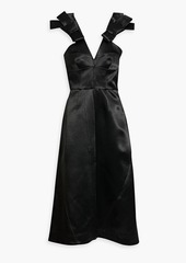 Jil Sander - Bow-embellished satin midi dress - Black - FR 38