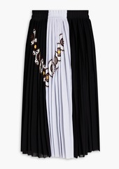 Jil Sander - Pinstriped cotton-blend poplin and chiffon midi skirt - Black - FR 34